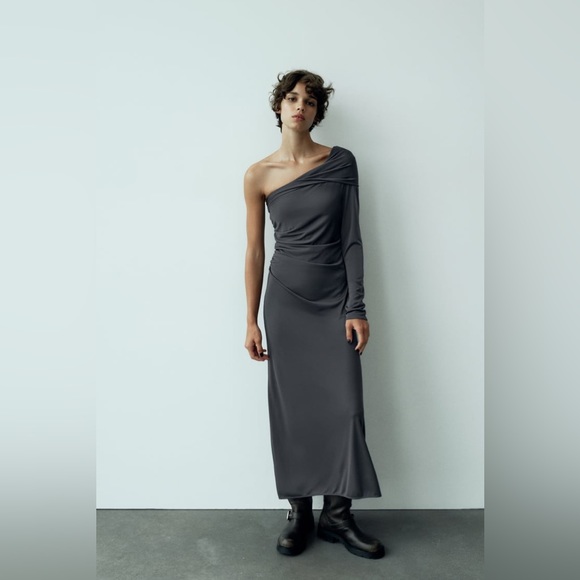 Zara | Dresses | Zara Draped Asymmetrical Dress | Poshmark Zara | Dresses | Zara Draped Asymmetrical Dress | Poshmark